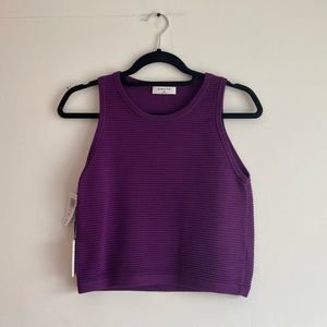 Babaton Alrik Knit Top - acai purple cropped tank XS NWT